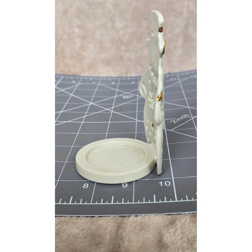 Lenox Ivory China Snowman Votive Tea Light Candle Holder Gold Trim Pierced Star